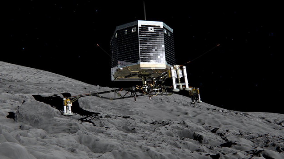 Immagine artistica del lander Philae sulla superficie della cometa 67P/Churyumov-Gerasimenko  (ESA)