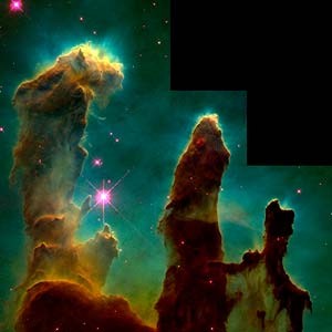 COLONNE DI GAS NELLA NEBULOSA AQUILA M16 FOTO HUBBLE S.T.