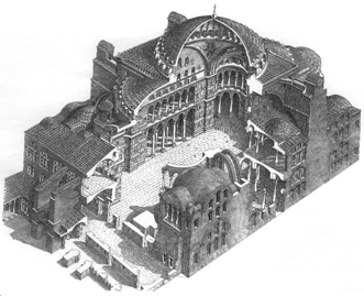 Basilica di Santa Sofia ai tempi di Giustiniano, Costantinopoli VI sec.